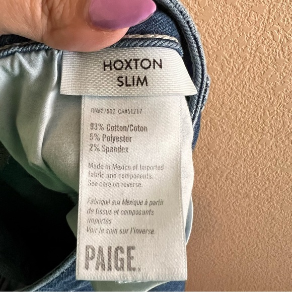 PAIGE Hoxton Slim Distressed High Rise Jeans Size 34 - Picture 11 of 11